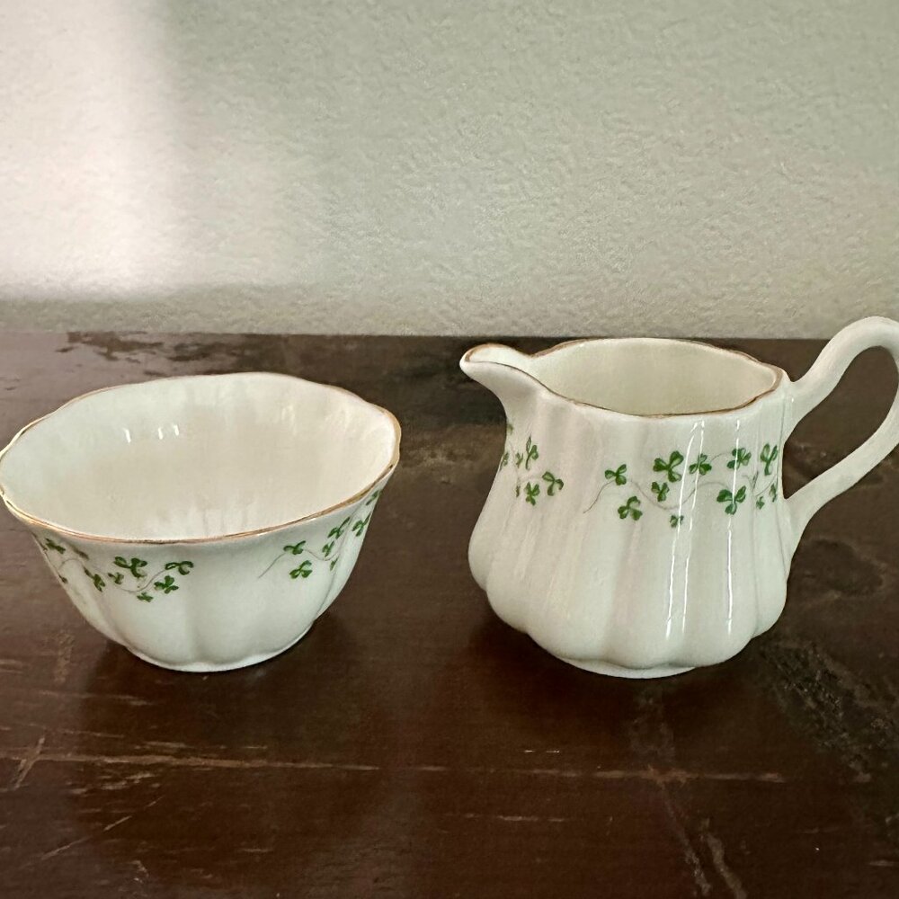 Irish ~ Royal Tara Shamrock Creamer & Sugar Bowl Set